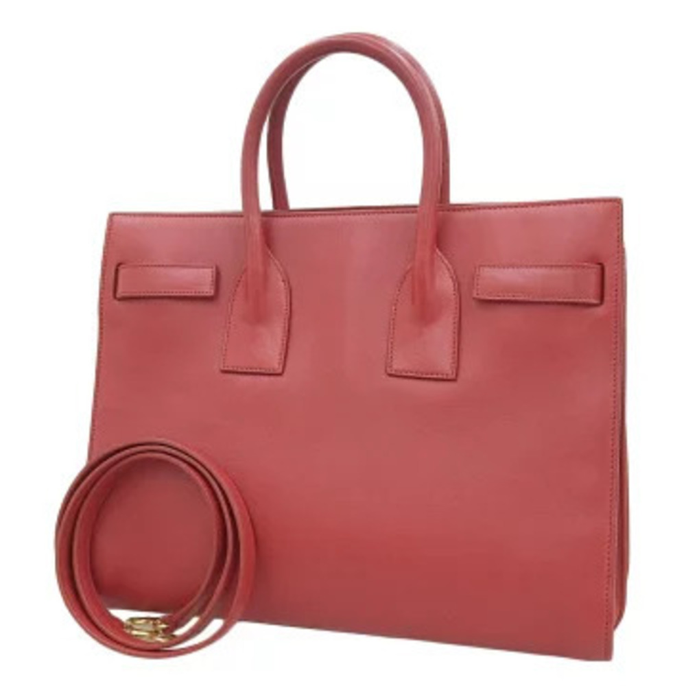 Saint Laurent Handbag Red Sac Leather de Jour